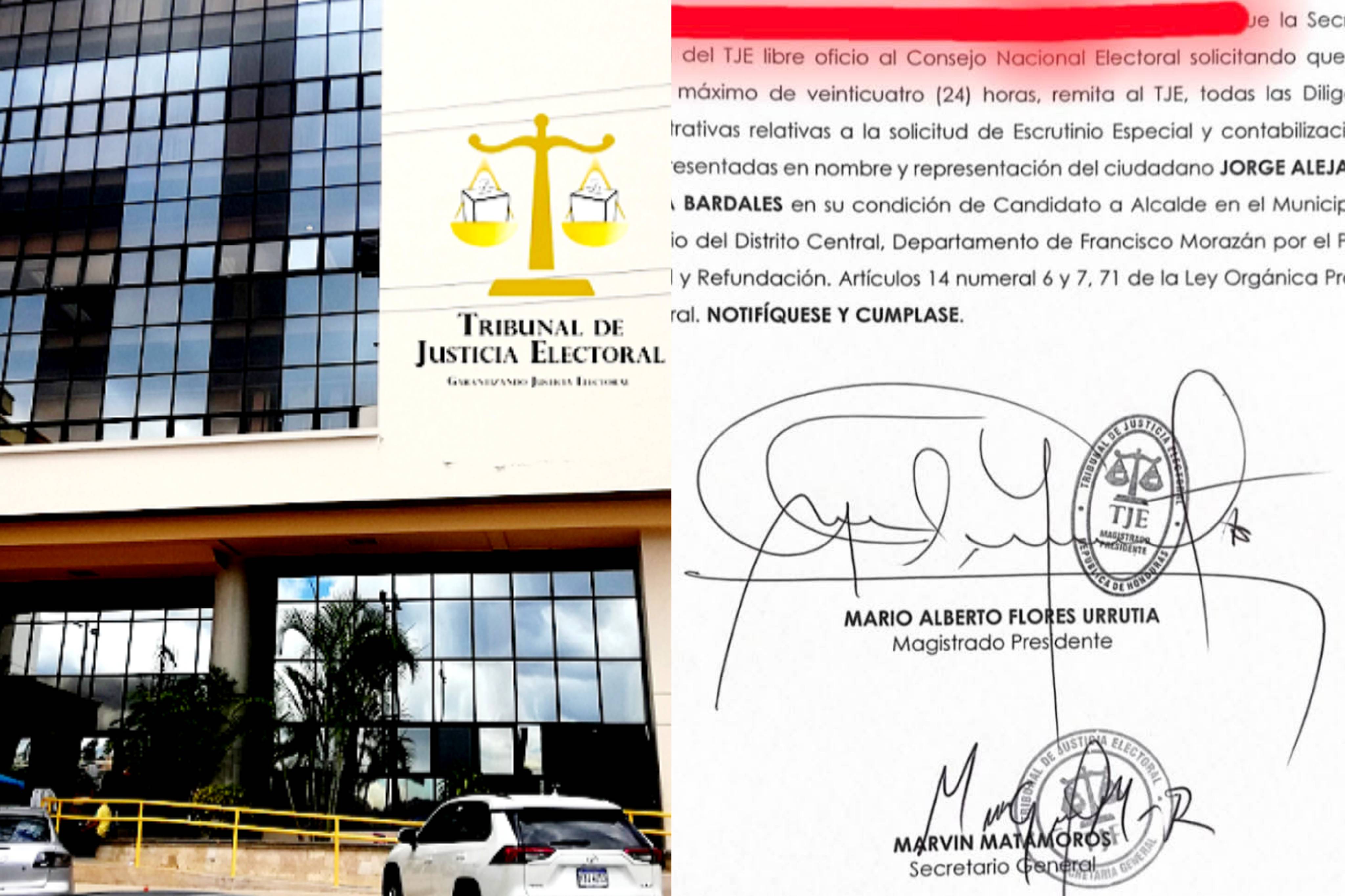 TJE da 24 horas al CNE para remitir expedientes de escrutinio especial en el Distrito Central