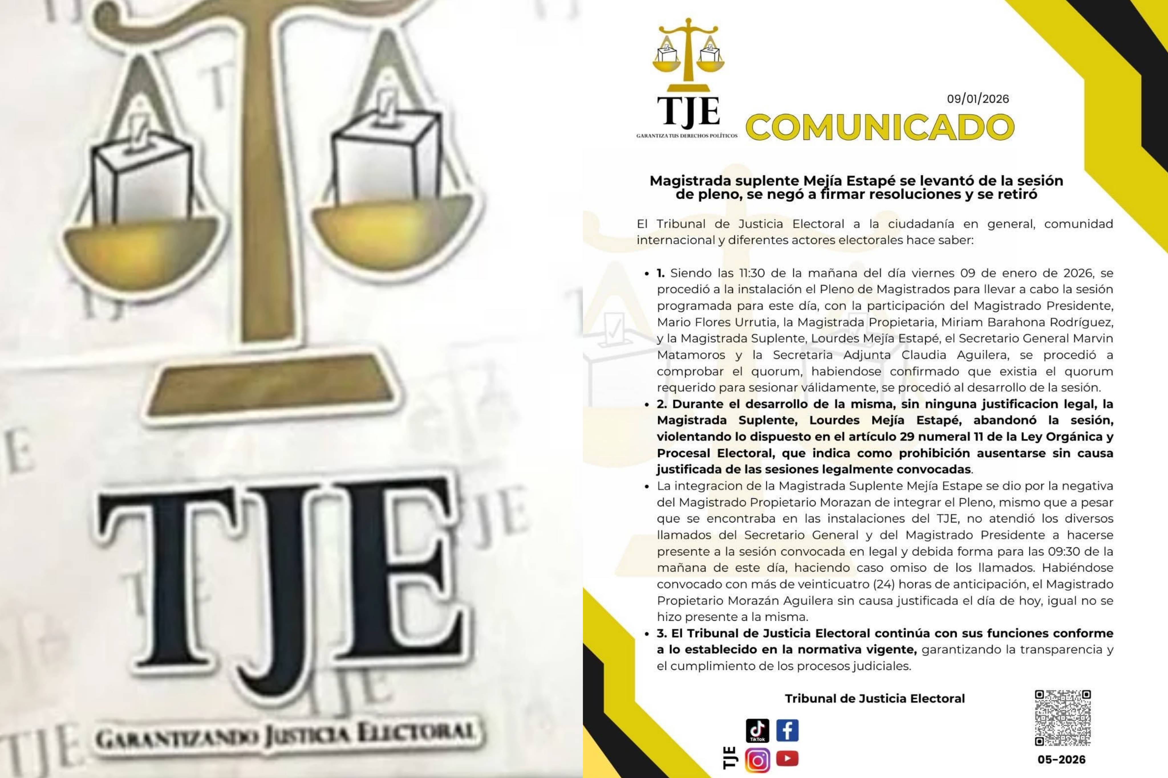 Pol&eacute;mica en el TJE: sesi&oacute;n se desarrolla con ausencias y abandono de...