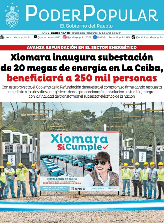 Presidenta Xiomara Castro inaugura subestación de 20 megas de energía en La Ceiba, beneficiará a 250 mil personas