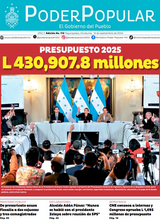 Aprobado Presupuesto General de la República Honduras para el año 2025 por un monto de L 430,907.8 millones